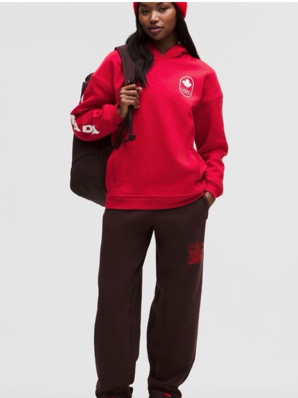 Lululemon team Canada women's big cozy oversized hoodie. Size small. Color red.